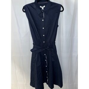 Tommy Hilfiger Navy Blue Sleeveless Belted Shirt Dress Size 14 NWT